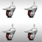 Service Caster 3 Inch SS Maroon Polyurethane 3/8 Inch Threaded Stem Caster Set Total Lock Brake SCC-SSTSTTL20S314-PPUB-MRN-381615-4 - alternate 1
